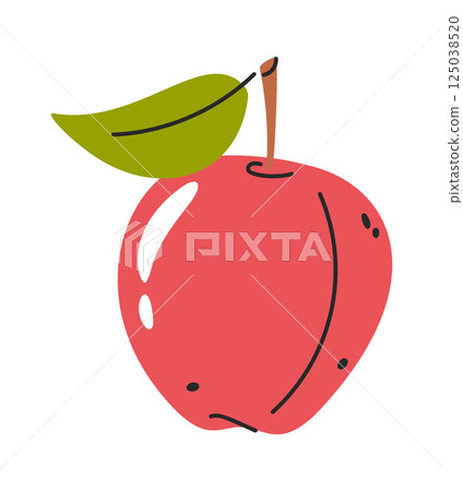 Ripe apple hand drawn fruit Ripe apple hand drawn fruit 125038520