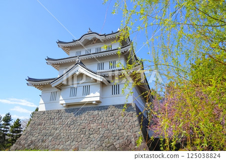 Oshijo, Saitama Prefecture ~A castle tower decorated with cherry blossoms in full bloom~ Oshijo, Saitama Prefecture ~A castle tower decorated with cherry blossoms in full bloom~ 125038824