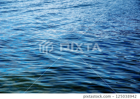 Water background of lake Traunsee in Alps. Colorful texture of reflections of a clear mountain lake 125038942