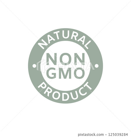Non GMO label. Natural and organic cosmetic. GMO free icon. Eco, vegan, bio. Healthy food concept. No GMO design element for tags, product package, food symbol, emblems. Vector illustration Non GMO label. Natural and organic cosmetic. GMO free icon. Eco, vegan, bio. Healthy food concept. No GMO design element for tags, product package, food symbol, emblems. Vector illustration 125039284