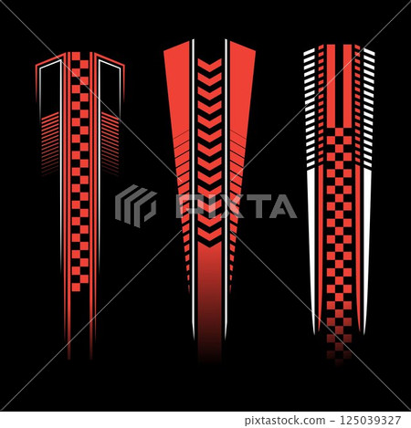 Angled red checkered patterns vertical 125039327