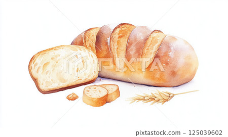 用水彩畫的各種麵包 125039602