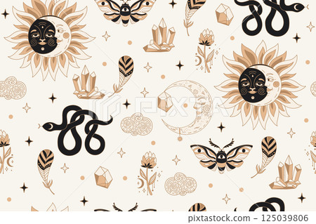 Seamless celestial esoteric pattern boho vector 125039806