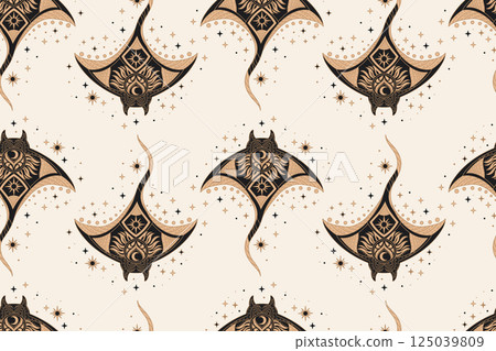 Seamless celestial esoteric pattern boho wallpaper 125039809