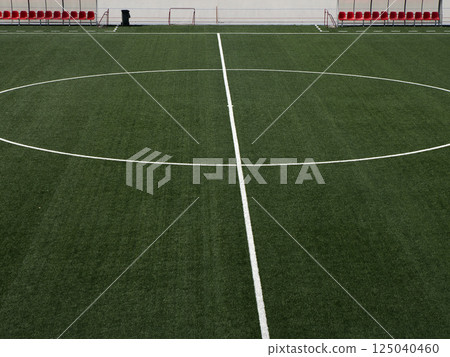 Soccer field synthetic grass view Soccer field synthetic grass view 125040460