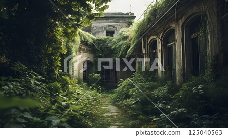Abandoned House Engulfed by Verdant Vines and Wild Flora Abandoned House Engulfed by Verdant Vines and Wild Flora 125040563