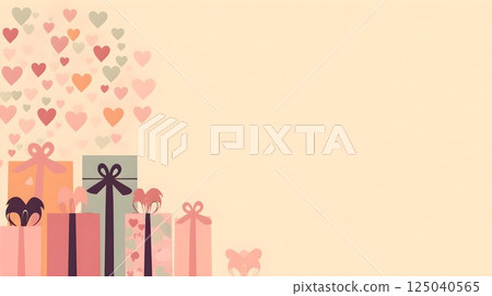 Festive Birthday Wallpaper with Love Motif and Gift Boxes Festive Birthday Wallpaper with Love Motif and Gift Boxes 125040565