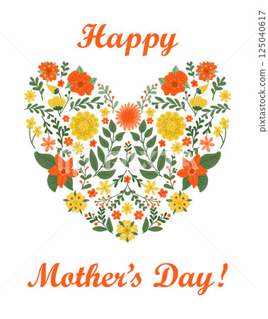 Floral heart-shaped design with text Floral heart-shaped design with text 125040617