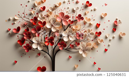 Artistic Paper Crafted Floral tree of flower on Neutral Backdrop wallpaper. Artistic Paper Crafted Floral tree of flower on Neutral Backdrop wallpaper. 125040631