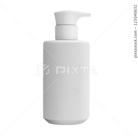 White plastic pump bottle designed specifically for cosmetic or personal care products isolated on white White plastic pump bottle designed specifically for cosmetic or personal care products isolated on white 125040632