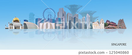 Contemporary art collage or creative design from Singapore travel images 125040860