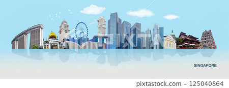 Contemporary art collage or creative design from Singapore travel images 125040864