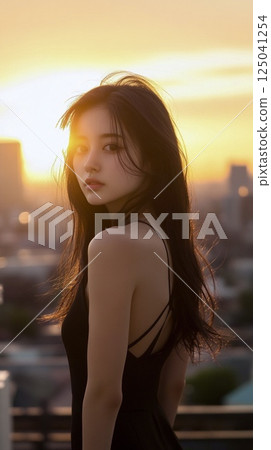 夕陽下的女人肖像 125041254