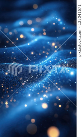 Abstract lines create a peaceful atmosphere with soft blue and white bokeh light spots 125041671