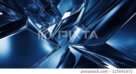 An abstract composition featuring a hexagonal pattern with smooth gradients in dark blue tones An abstract composition featuring a hexagonal pattern with smooth gradients in dark blue tones 125041672
