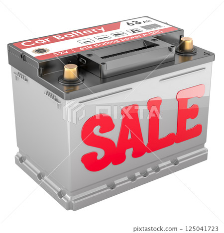 Car Battery with SALE text, 3D rendering 125041723