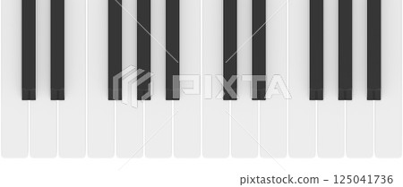 Piano key, top view. Music concept. 3D rendering 125041736