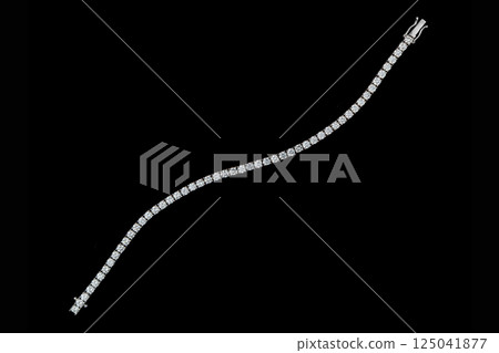 bracelet silver, gold with stone diamonds on black background 125041877