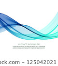 Horizontal blue transparent wave on white background, blue lines of the wave 125042021
