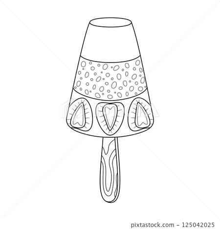 Layered Ice Cream with Strawberry doodle style isolated. Hand drawn line art style coloring page. 125042025