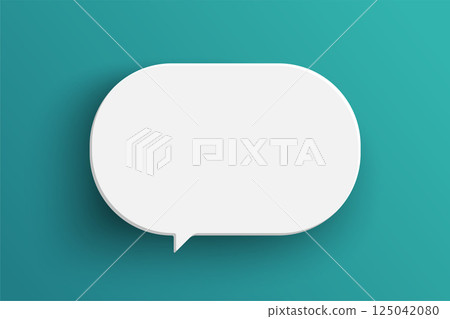 White oval speech bubble on green background 125042080