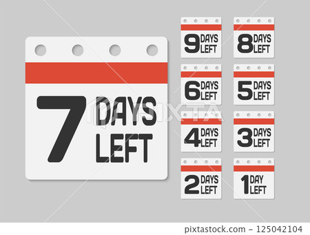 Countdown daily page calendar icon - 7 days left Countdown daily page calendar icon - 7 days left 125042104
