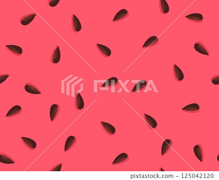 Watermelon seeds pattern. Watermelons inside seamless texture background, water melon fruit abstract wallpaper minimal design fabric textile print, cartoon neat vector illustration Watermelon seeds pattern. Watermelons inside seamless texture background, water melon fruit abstract wallpaper minimal design fabric textile print, cartoon neat vector illustration 125042120