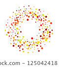 Round frame of red dots and yellow dots on white background 125042418