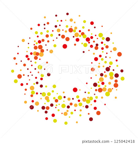 Round frame of red dots and yellow dots on white background Round frame of red dots and yellow dots on white background 125042418