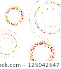 Confetti Summer Background. Multicolored Banner Circle. Round frame of red dots and yellow dots on white background 125042547