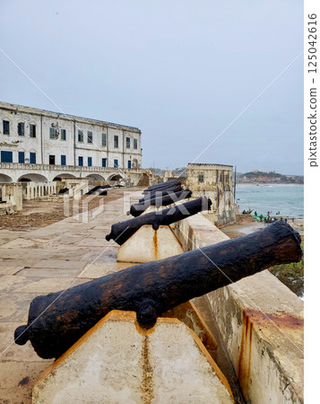 Elmina Castle Accra Ghana buildings and cannons 125042616