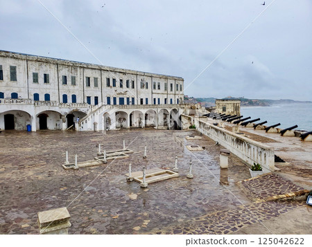 Elmina Castle Accra Ghana buildings and cannons 125042622