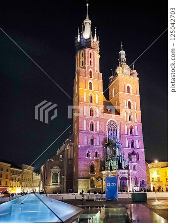 Church of the Assumption of the Blessed Virgin Mary Krakow Poland shot at night 125042703