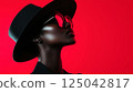Beauty stylish portrait of fashion young African woman in hat, beautiful trendy model 125042817