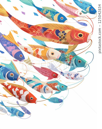 天空中飄揚著許多五顏六色的鯉魚旗 125042834