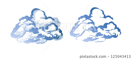 Paper clouds object. hand drawn. Not AI, Vector illustration 125043413