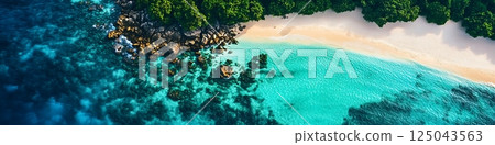 Stunning Turquoise Lagoon Beach Aerial Perspective 125043563