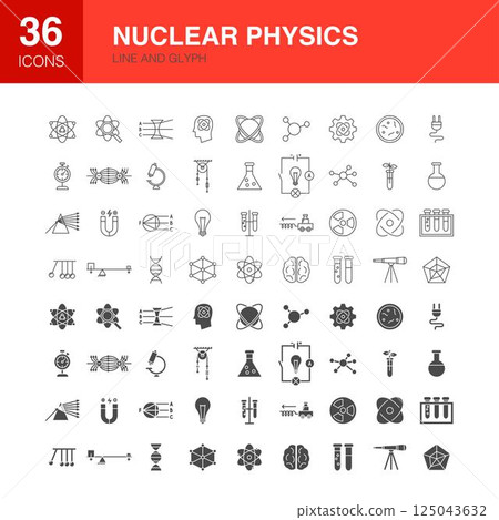 Nuclear Physis Line Web Icons Nuclear Physis Line Web Icons 125043632