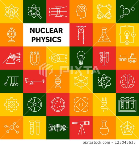 Nuclear Physics Line Icons Nuclear Physics Line Icons 125043633