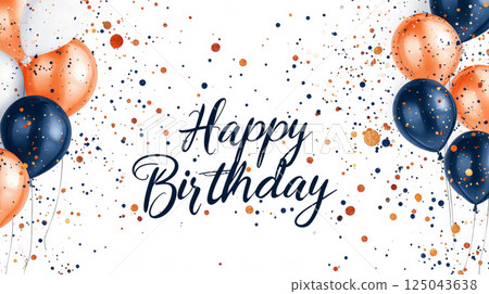 A sleek and elegant "Happy Birthday" message rendered in solid dark red text against a luxurious gold-white background. Generative AI 125043638