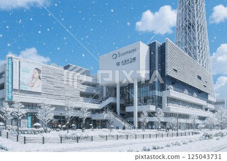 Tokyo Skytree snow scene Tokyo Skytree snow scene 125043731