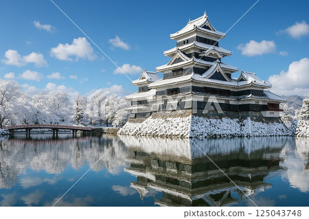 Matsumoto Castle and snow scenery 125043748