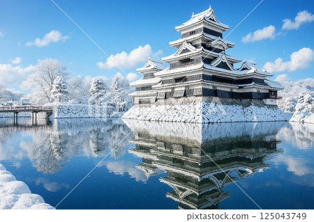 松本城與雪景 125043749