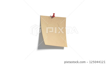 Blank craft pinned paper note mockup, depth of field, isolated 125044121