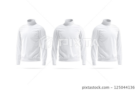 Blank white turtleneck sweater mockup, front and side view Blank white turtleneck sweater mockup, front and side view 125044136