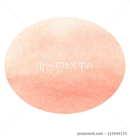 Coral oval shape with gradient. Hand drawn watercolor background, perfect as a text template, decorative vintage element, abstract frame, postcard, card, banner, sign, natural decor 125044155