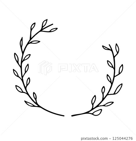 An artistic and playful wreath featuring varying line weights, whimsical curves, and both bold and subtle designs. An artistic and playful wreath featuring varying line weights, whimsical curves, and both bold and subtle designs. 125044276