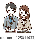 男性和女性辦公室職員的簡單圖示 125044633