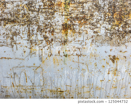 Wet gray painted steel with glue marks, vertical surface, full-frame background and texture Wet gray painted steel with glue marks, vertical surface, full-frame background and texture 125044732