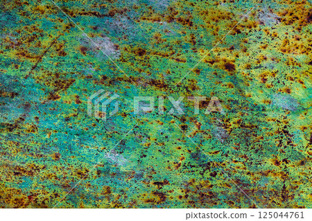 Mottled Rust and Greenish-Teal Metal Texture Mottled Rust and Greenish-Teal Metal Texture 125044761